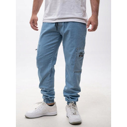 SPODNIE JOGGER Bojówki JEANSOWE Męskie Jasne Niebieskie Jigga
