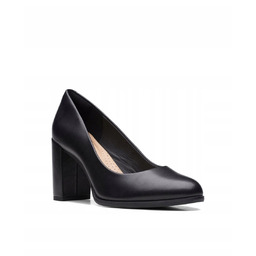 CLARKS CZÓŁENKA DAMSKIE CZARNE SKÓRZANE NA SŁUPKU 39