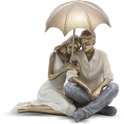 Figurka para z parasolem family złota 16x15x10,5 124728