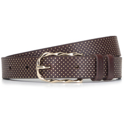 Damski pasek skórzany w kropeczki