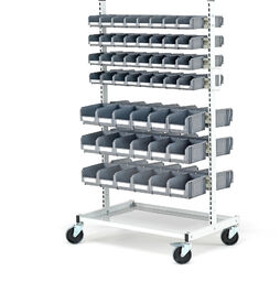 Mobilny regał z pojemnikami magazynowymi, 100 pojemników, 1650x925x606