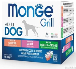 Monge Dog Grill Multi Box Salmon/Pork/Lamb 12x100g