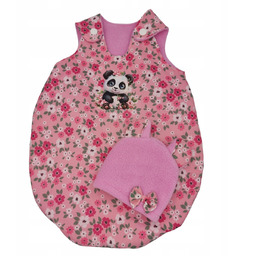 PIĘKNY RÓŻOWY ŚPIWOREK DLA LALKI 45CM Z CZAPECZKĄ