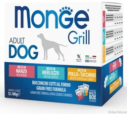 Monge Dog Grill Multi Box Beef/Codfish/Chicken 12x100g