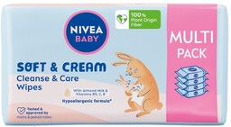Baby Soft & Cream chusteczki biodegradowalne 4x57szt