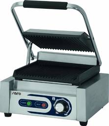 Saro Grill kontaktowy pojedyńczy żeliwny, płyta ryflowana, 220