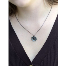 Kwiat lotosu z onyksem - zawieszka srebrna