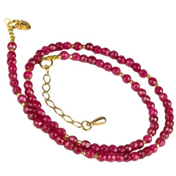 RIO Naszyjnik rubelity delikatny srebro pozłacane