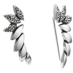 Kolczyki srebrne nausznice liście srebro 925