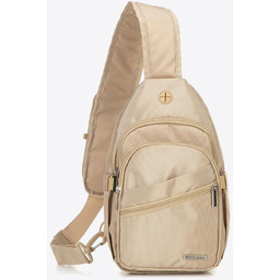 Plecak na jedno ramię z poliestru beżowy