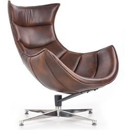 Edinos Brązowy skórzany obrotowy fotel jajo F5-R24
