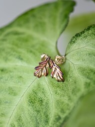 Dębowe listki mini - kolczyki srebrne