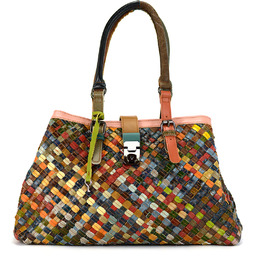 Damska duża torebka na ramię kolorowa mozaika