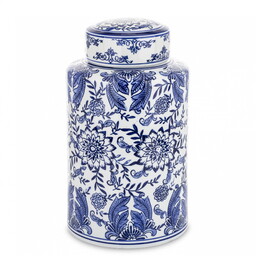 Pojemnik wazon dekoracyjny ceramiczny niebiesko biały 33x17,5x17,5 170527
