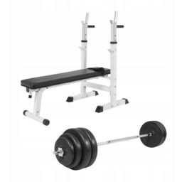 Ławka do wyciskania 3w1 biała sztanga 60 kg