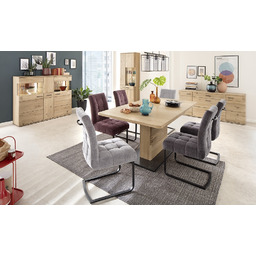 Krzesło na płozie tapicerowane szare Loreto