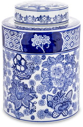 Pojemnik wazon dekoracyjny ceramiczny niebiesko biały 27,5x20x20 170529