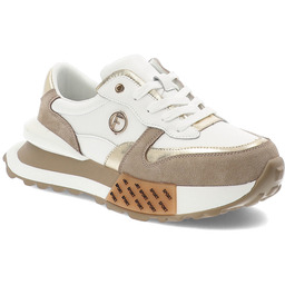 Filippo Biało-Beżowe Sneakersy Stylowe Obuwie Damskie Na Solidnej