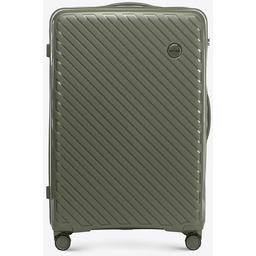 Duża walizka z polipropylenu w tłoczone paski ciemny