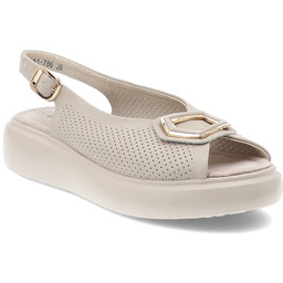 S.Barski Beżowe Sandały Wygodne Ażurowe Obuwie Damskie