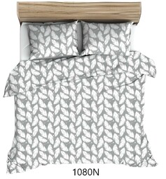Karo Pościel bawełniana 160x200 szara biała piórka 1080