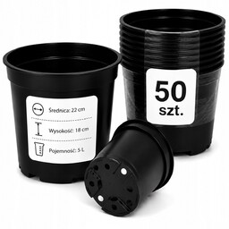 Doniczka Okrągła 5L Fi 22cm Kontener produkcyjny Zestaw
