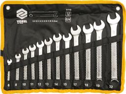 Vorel Klucze płasko-oczkowe 6-22mm,cv. kpl. 12szt. satyna, etui