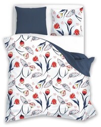 Pościel bawełniana 160x200 Fashion 23 biała czerwona granatowa