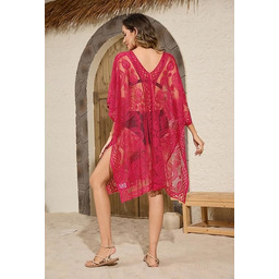 SEKSOWNE PAREO NA PLAŻĘ ELEGANCKIE KORONKOWE KIMONO PLAŻOWE