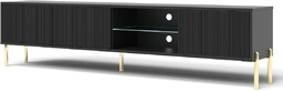 Szafka RTV Oslo czarna 175 cm ryflowany front,