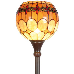 Clayre&Eef Lampa stojąca tiffany NILEY, żółty / pomarańczowy,