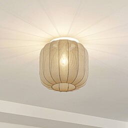 Lampa sufitowa Lindby Helin, szara, tkanina, Ø 35
