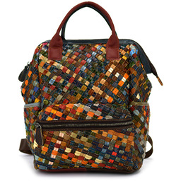 Kolorowy duży damski skórzany plecak mozaika