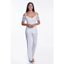 Damska bambusowa piżama NELA XL Kremowy