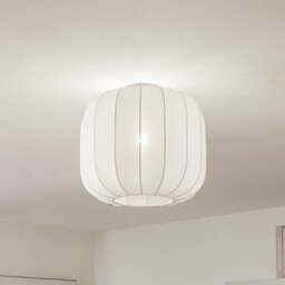 Lampa sufitowa Lindby Helin, biała, tkanina, Ø 35