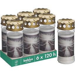 Bolsius Znicz biały zestaw 6 sztuk długość palenia