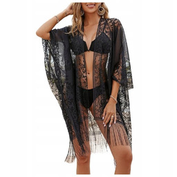 SEKSOWNE PAREO NA PLAŻĘ ELEGANCKIE KORONKOWE KIMONO PLAŻOWE