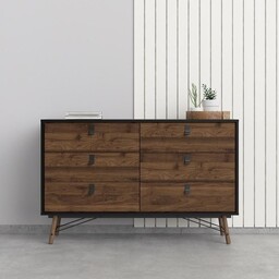 Komoda z szufladami orzech / czarna mat 150