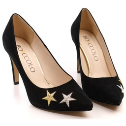 Pakamera Czółenka skórzane na szpilce - czarne (6393)