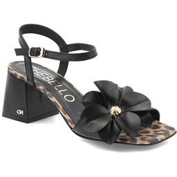 Chebello Czarne Sandały Eleganckie Obuwie Damskie Panterka