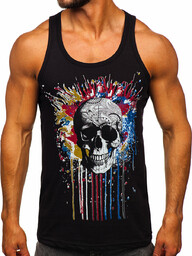 Czarna koszulka tank top bokserka z nadrukiem Bolf