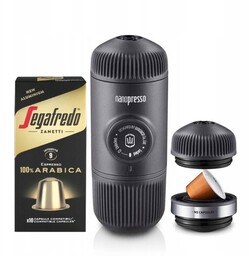 Podróżny ekspres Nanopresso adapter kapsułki Segafredo 100% Arabica