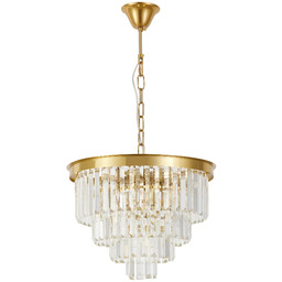 NOWOCZESNY ŻYRANDOL KRYSZTAŁOWY MOSIĘŻNY CAPRIA D40