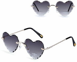 Stylion Damskie okulary przeciwsłoneczne Serca Glamour bezramkowe SKK-02
