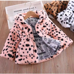 Futerko kurtka kożuszek różowy panterka płaszczyk rozmiar 92/98