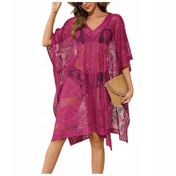 SEKSOWNE PAREO NA PLAŻĘ ELEGANCKIE KORONKOWE KIMONO PLAŻOWE