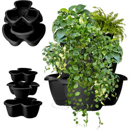 Doniczka potrójna Levadia, antracyt