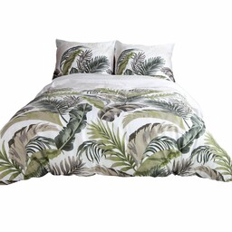 Darymex Pościel satynowa 140x200 1533/1 Liście biała zielona
