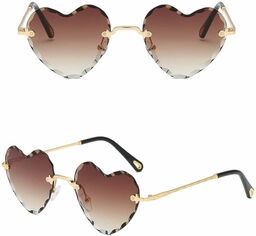 Stylion Damskie okulary przeciwsłoneczne Serca Glamour bezramkowe SKK-02A