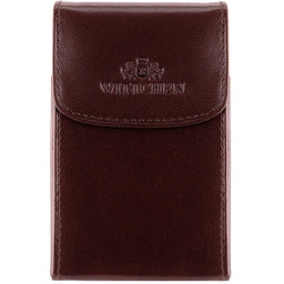 Etui na wizytówki skórzane metalowe brązowe